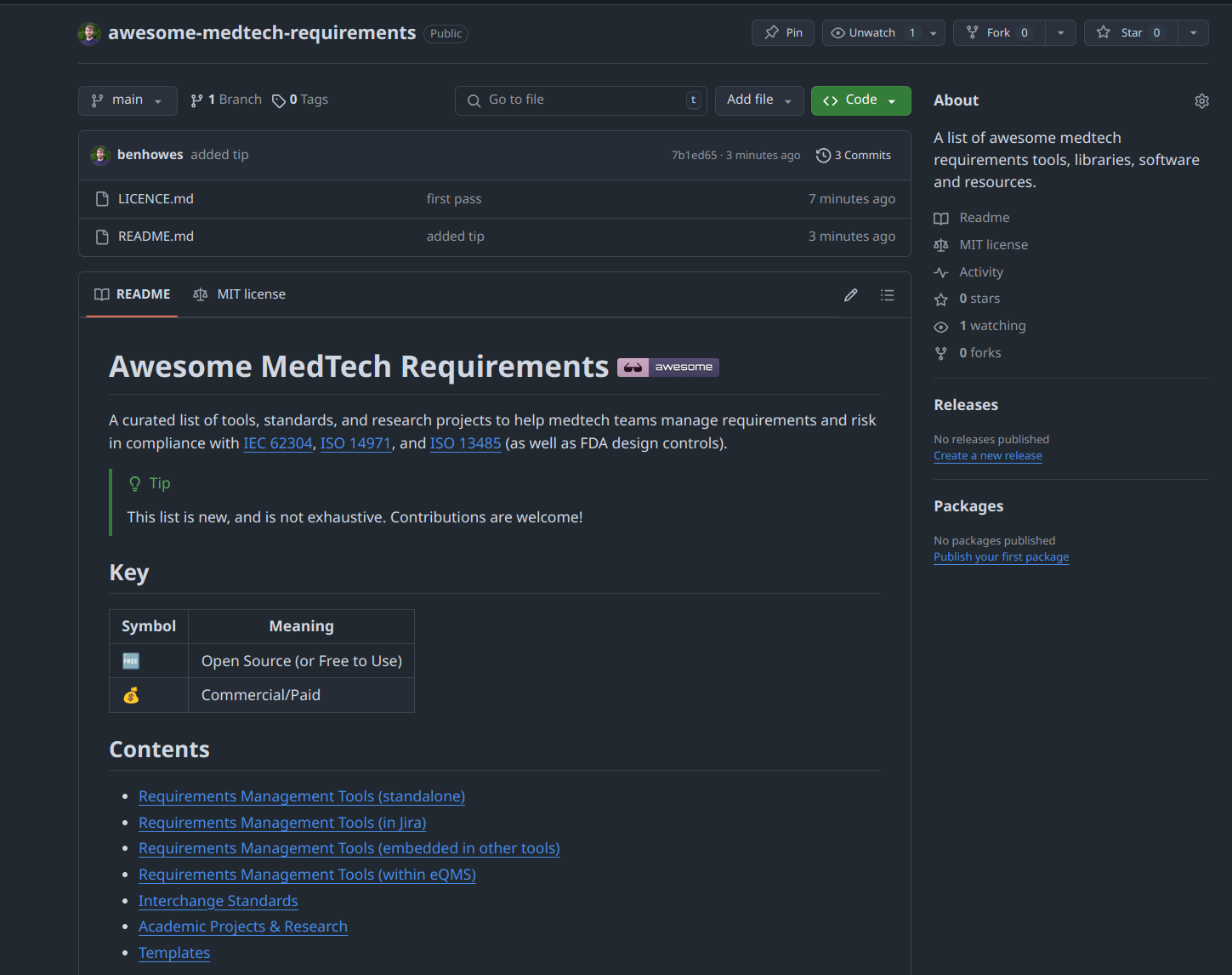 Awesome MedTech Requirements